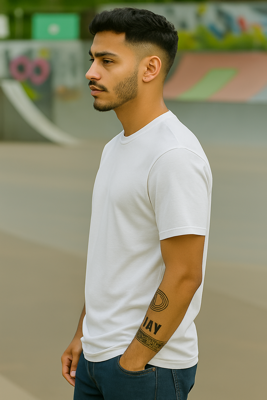 Baefikra Men's Solid White Regular Cotton T-Shirt