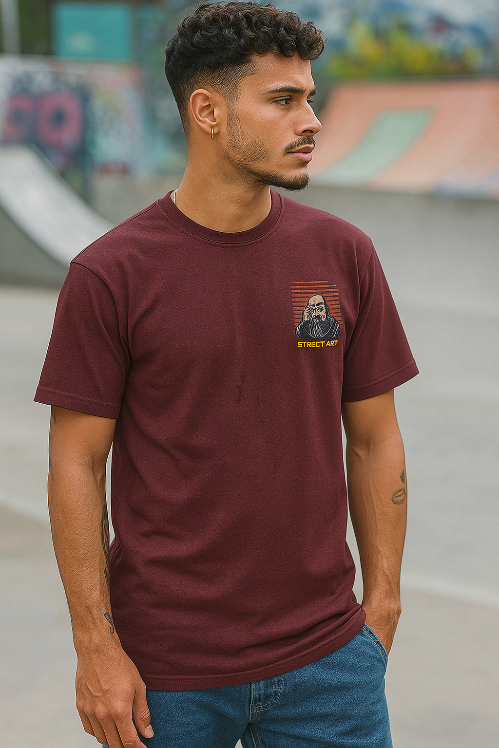 Urban Street Art Maroon T-Shirt – Regular Fit | Baefikra