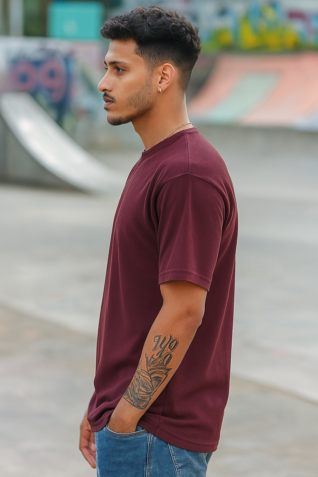 Urban Street Art Maroon T-Shirt – Regular Fit | Baefikra