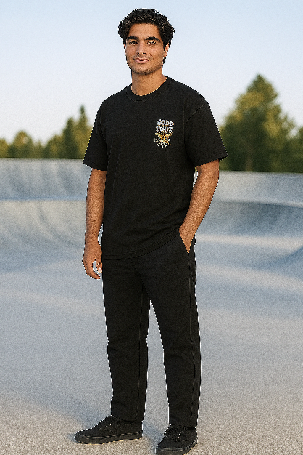 Good Vibes Oversized Graphic T-Shirt – Black