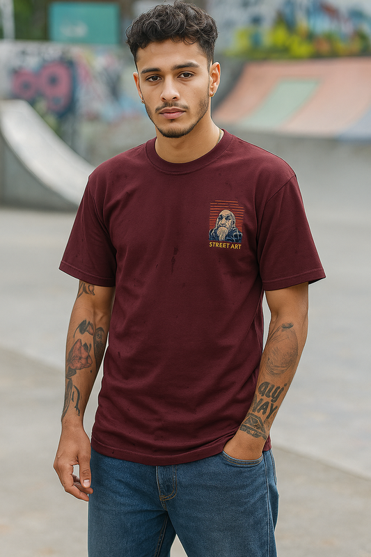 Urban Street Art Maroon T-Shirt – Regular Fit | Baefikra