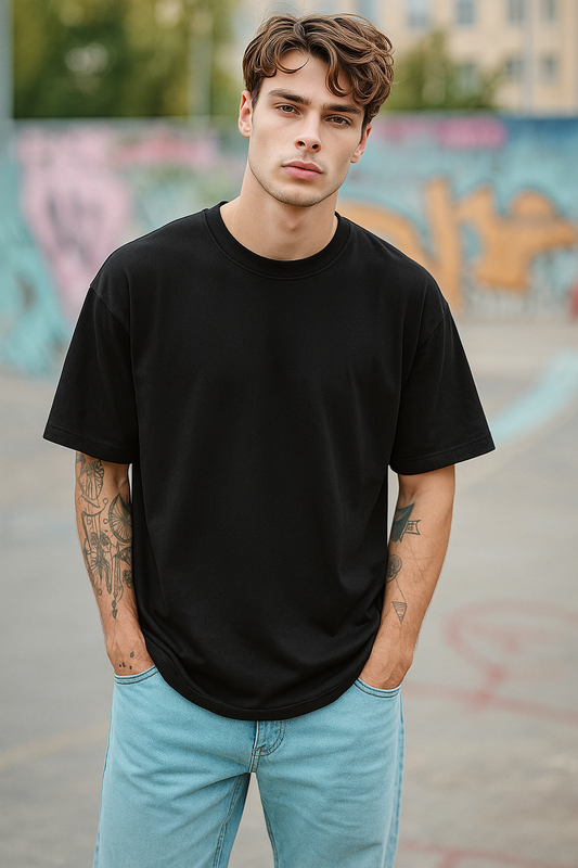 Classic Black Oversized T-Shirt for Men | Premium Streetwear by Baefikra