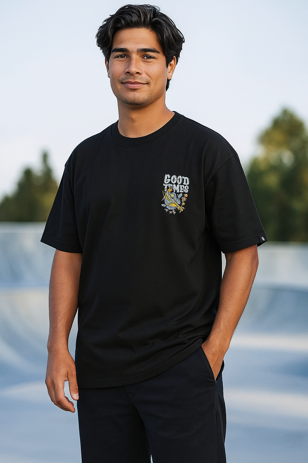 Good Vibes Oversized Graphic T-Shirt – Black